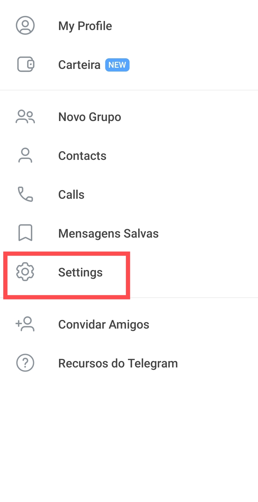 Configurações (settings) no Telegram / Mais Tutoriais
