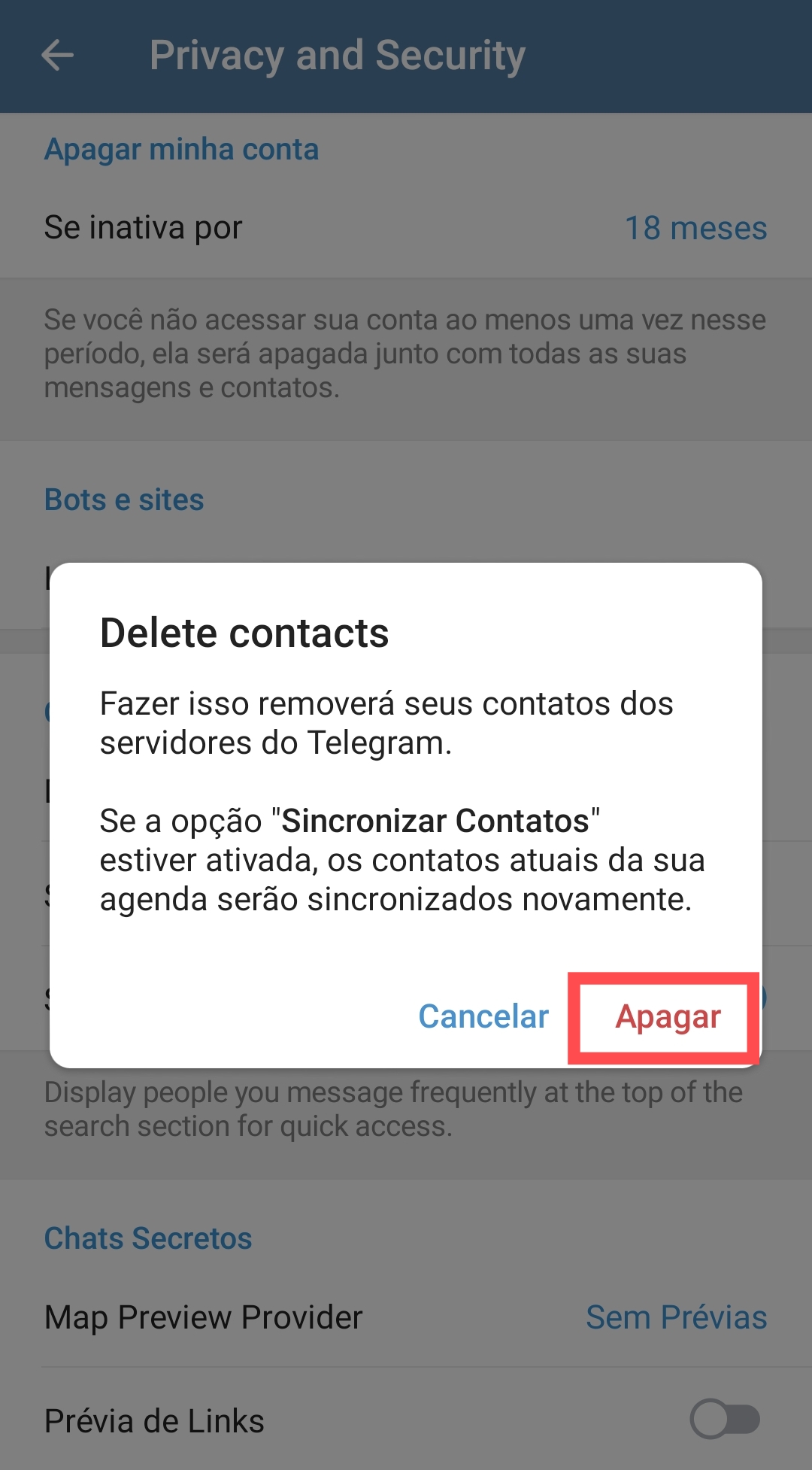 Deletar contatos no Telegram / Mais Tutoriais