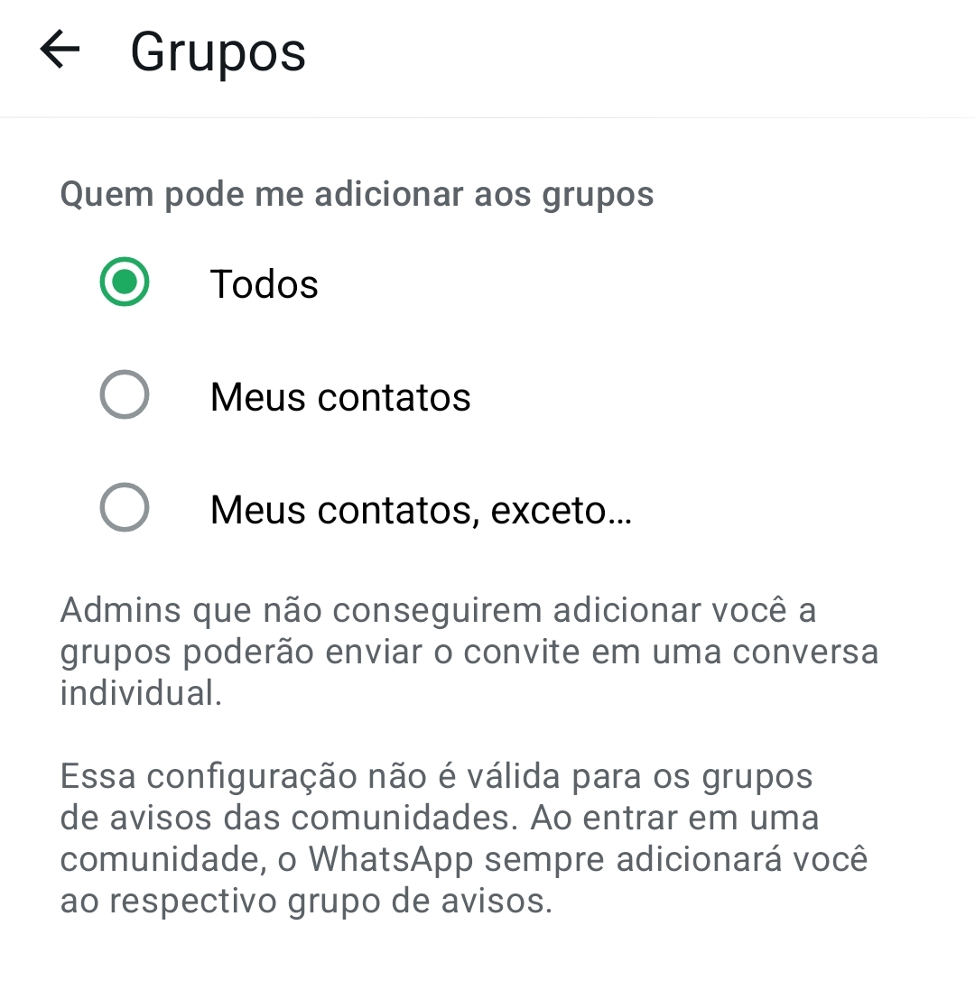 Definir quem pode te adicionar em grupos no WhatsApp / Mais Tutoriais