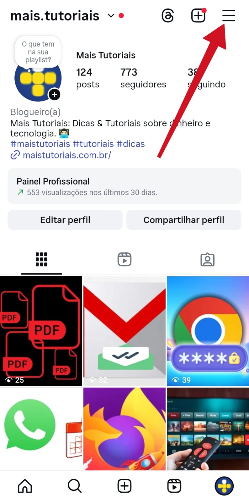 Menu do Instagram / Mais Tutoriais