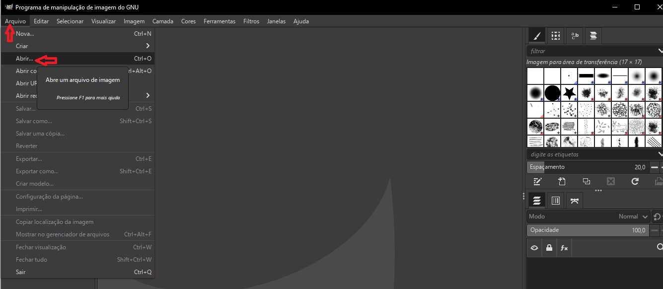 Abrir imagem no GIMP / MAIS TUTORIAIS