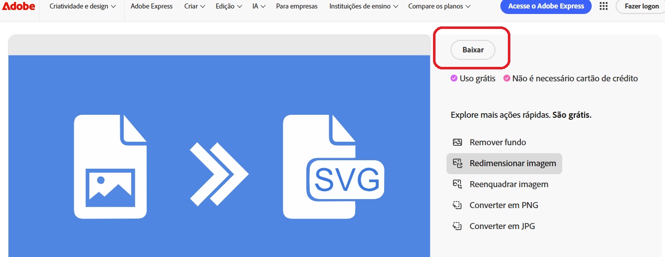 Baixar imagem no formato SVG
