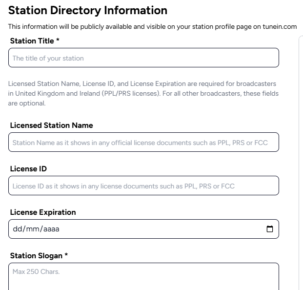 TuneIn Station Directory Information / Mais Tutoriais