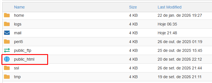 Abrir Public_html no cPanel / Mais Tutoriais